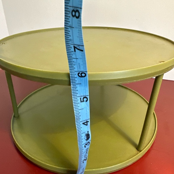 Vintage Rubbermaid Avocado Green 2-Tier Lazy Susan Turntable Spice Rack Pantry - Picture 5 of 6